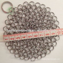 Alibaba china manufacture stainless steel 4 inch circular chain mail cast iron pan scrubber